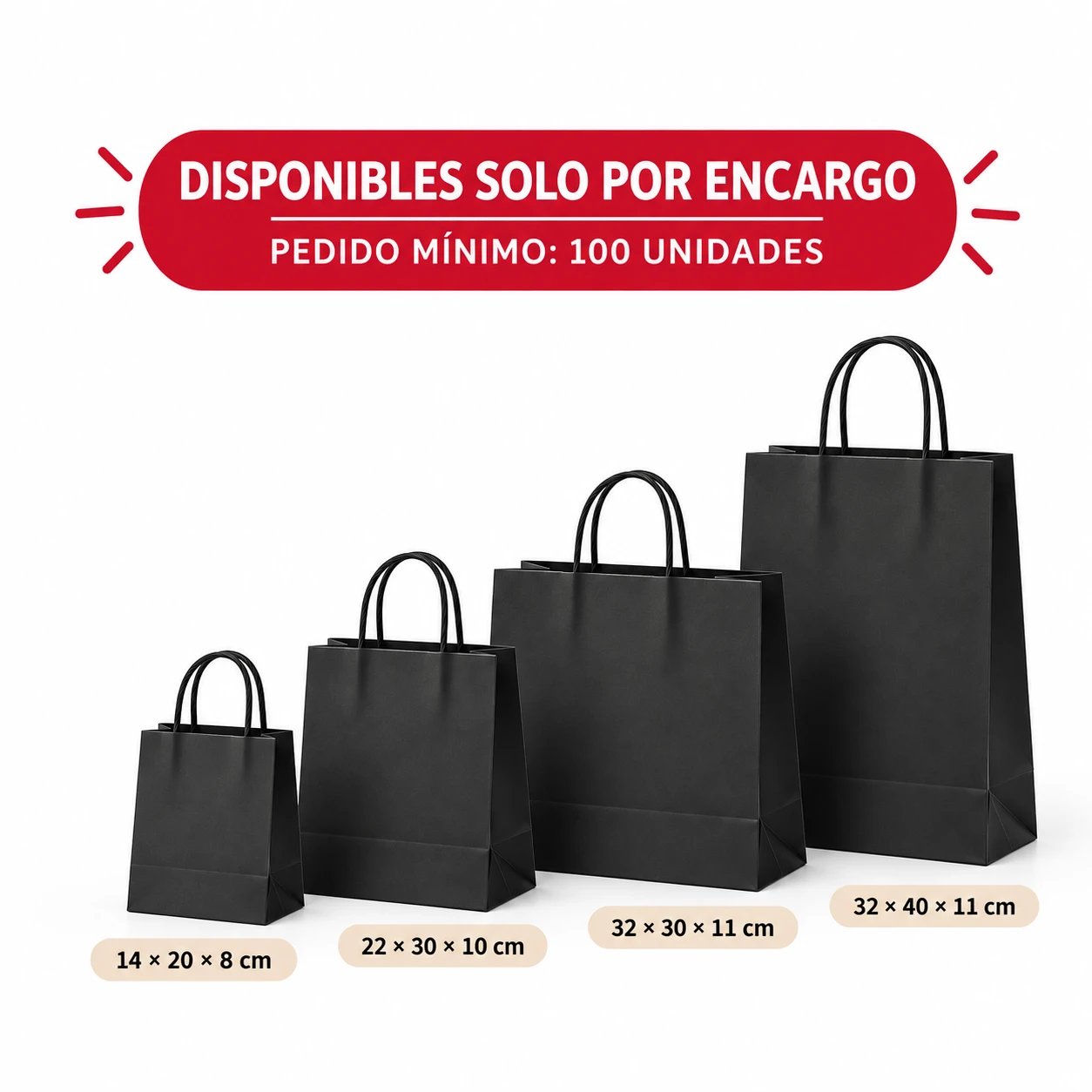 Bolsas de Papel Negras con Asa – Por Encargo