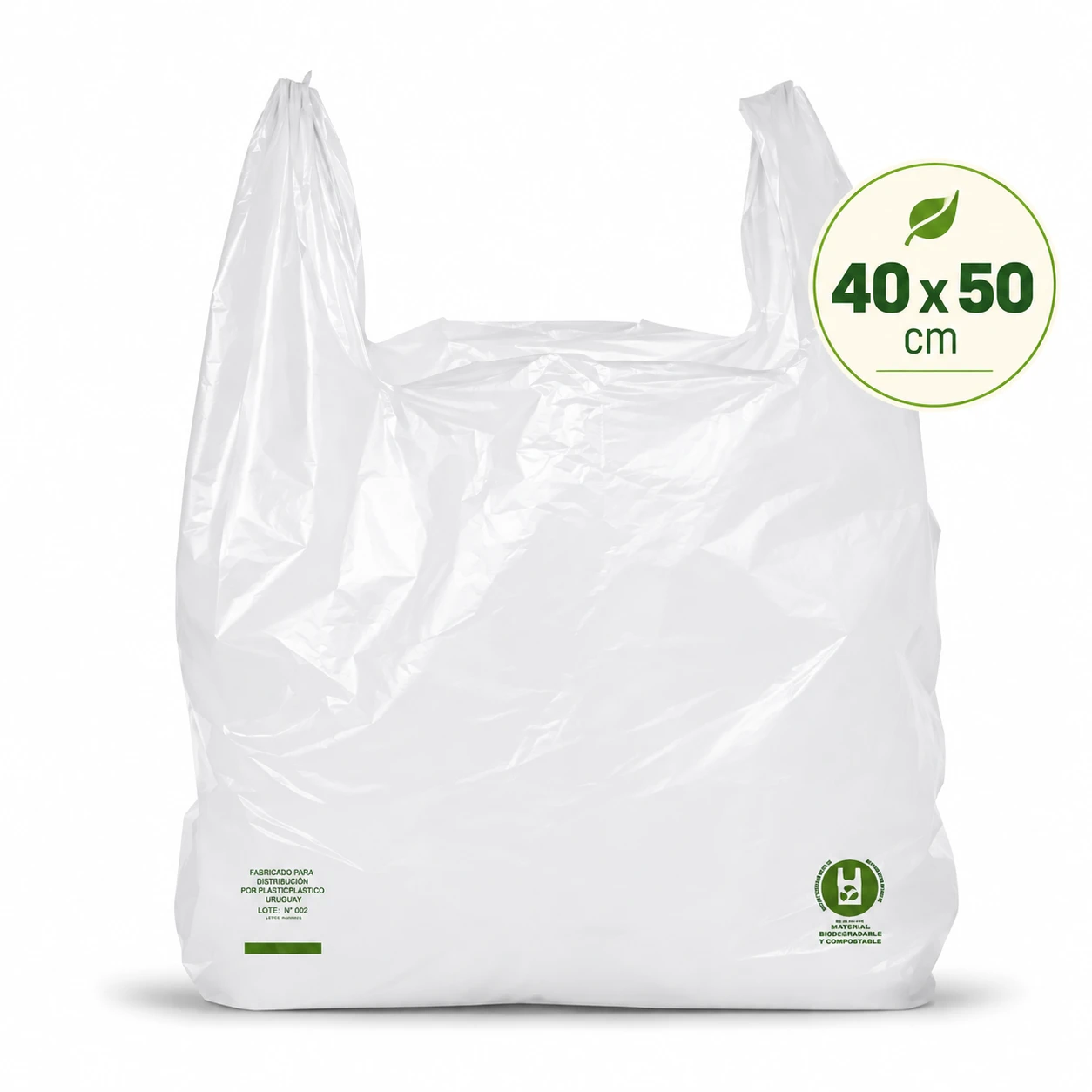 Bolsas Camiseta Lisa Compostable y Biodegradable 40 x 50 cm