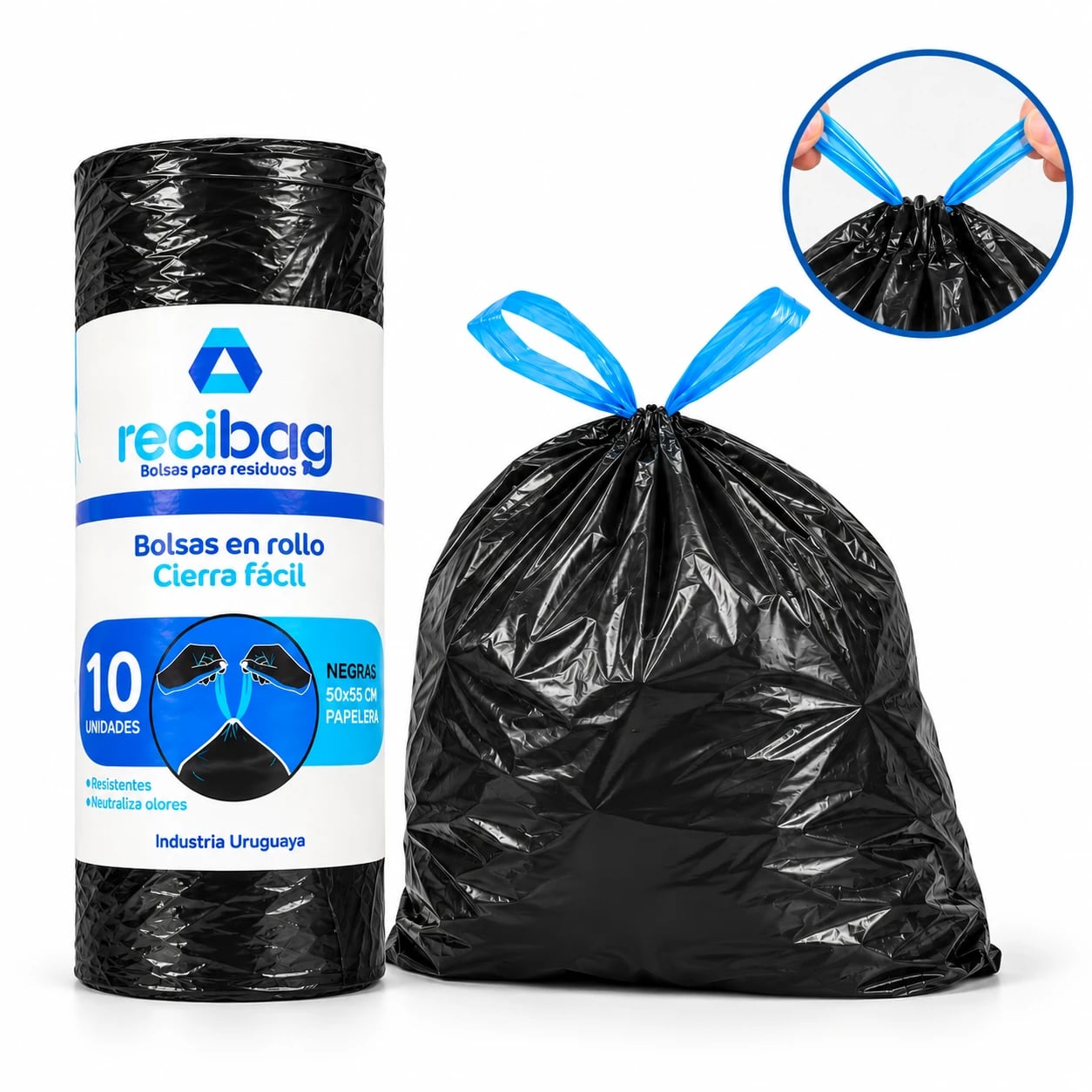 Bolsas de residuos cierre fácil 50 × 55 cm en rollo