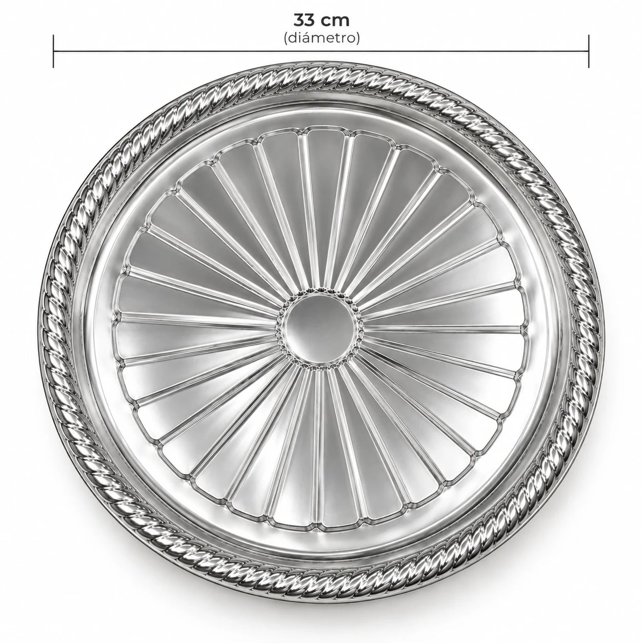 Bandeja plástica plateada 33 cm diámetro