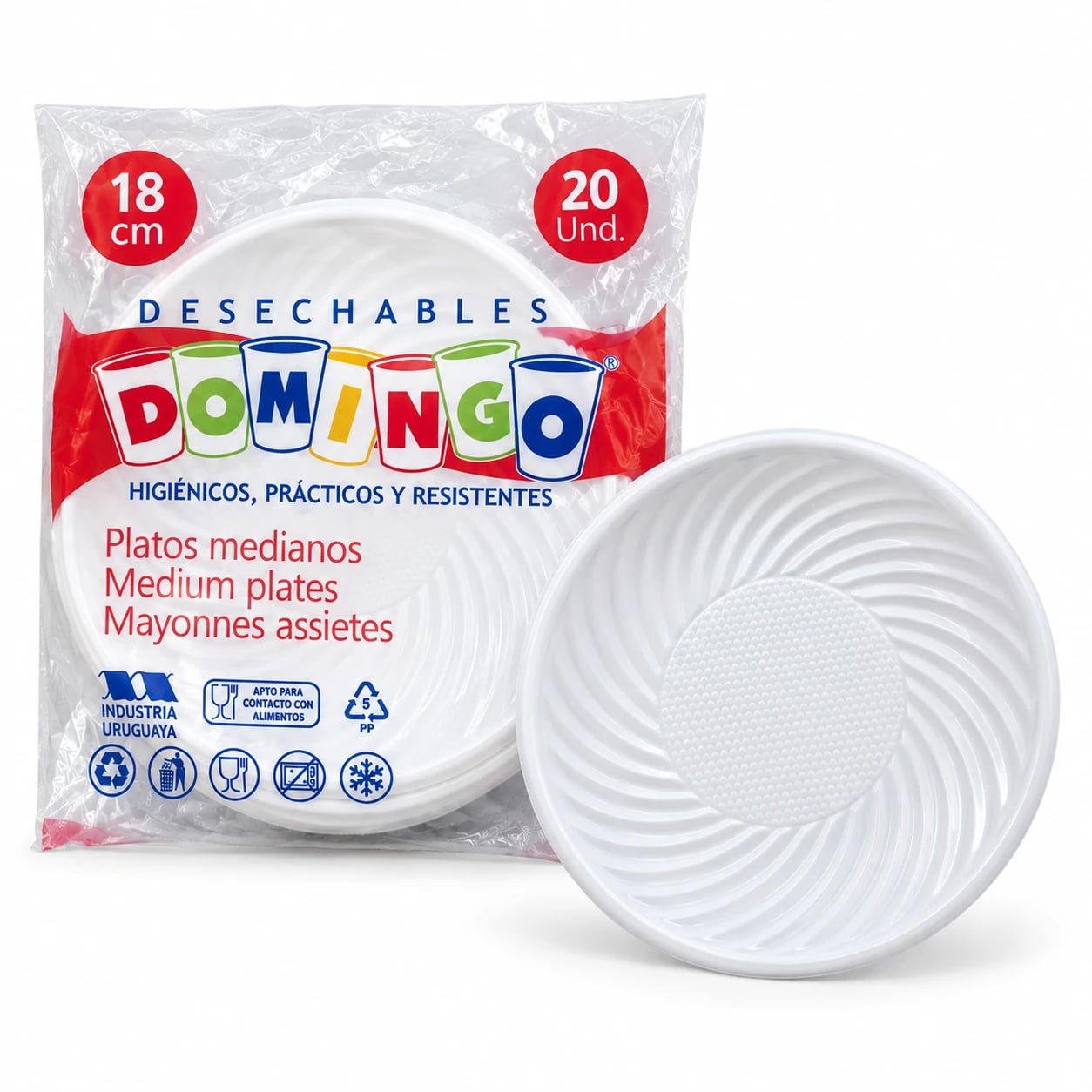 Platos plásticos descartable 18 cm x 20 unidades