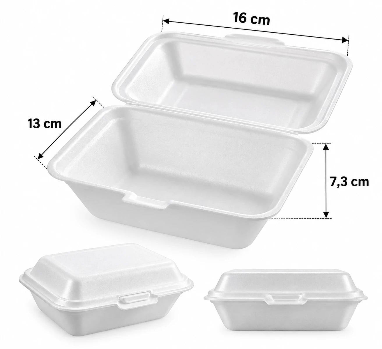 Bandeja espuma con tapa 16 x 13 x 7.3 cm x 100 unidades