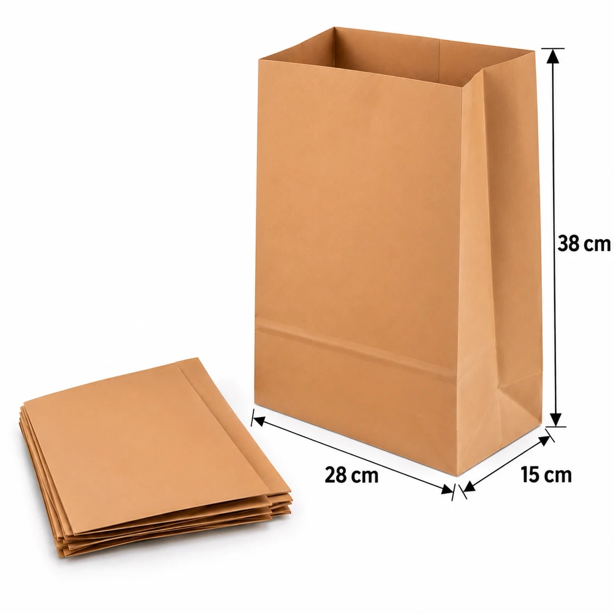 Bolsa de Papel Kraft sin Asa 28 × 38 × 15 cm