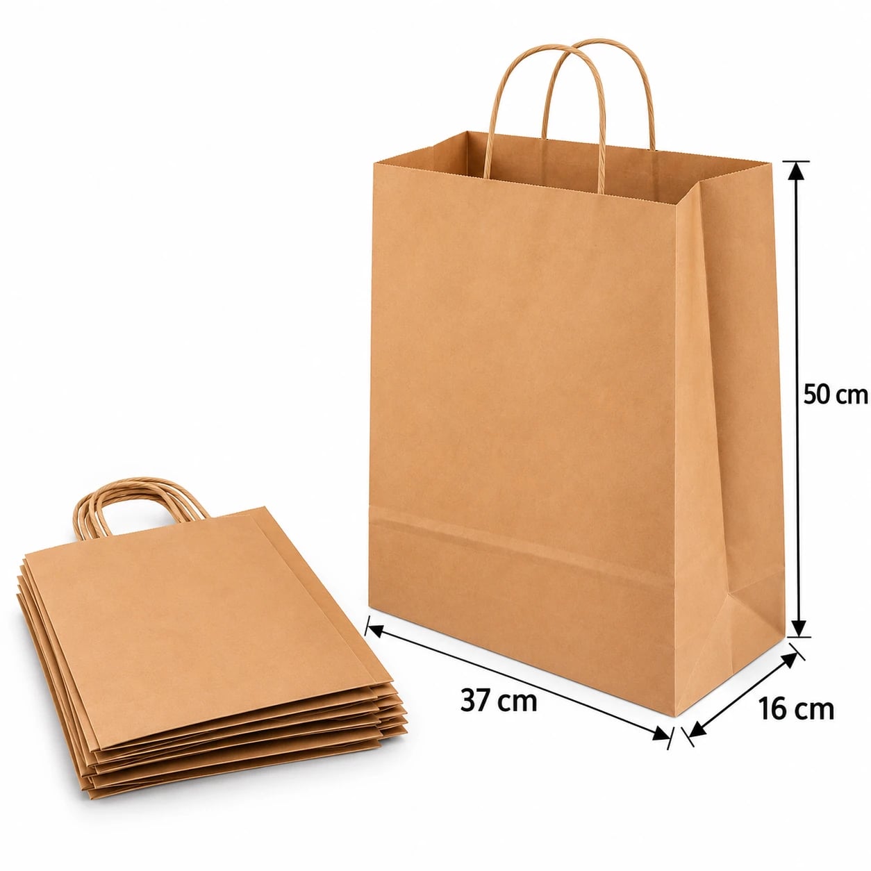 Bolsa de Papel Kraft con Asa 37 × 50 × 16 cm