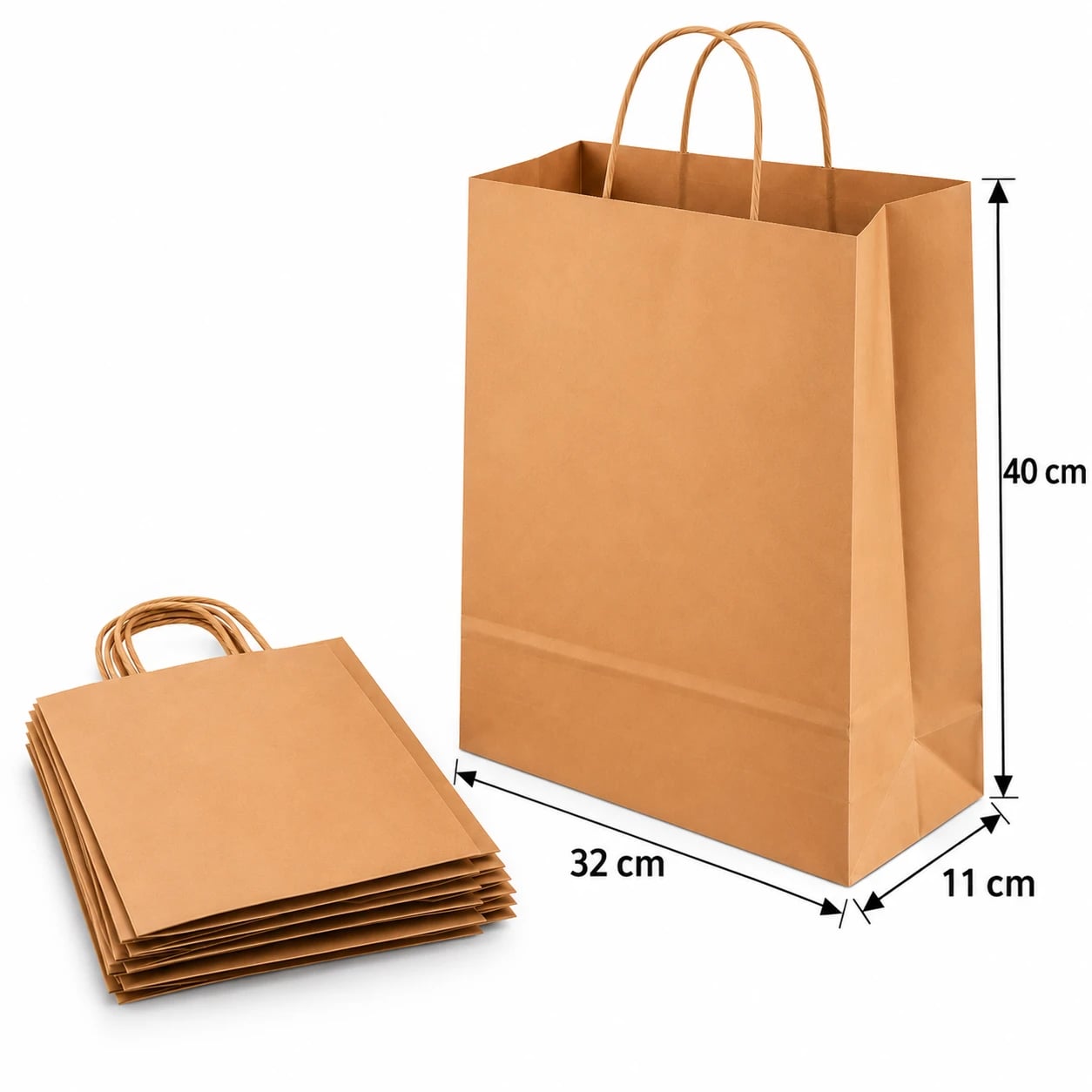 Bolsa de Papel Kraft con Asa 32 × 40 × 11 cm