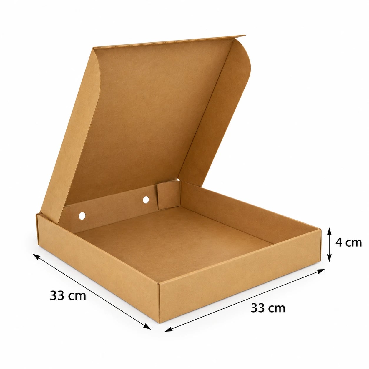 Caja Kraft para pizza 33 x 33 x 4 cm
