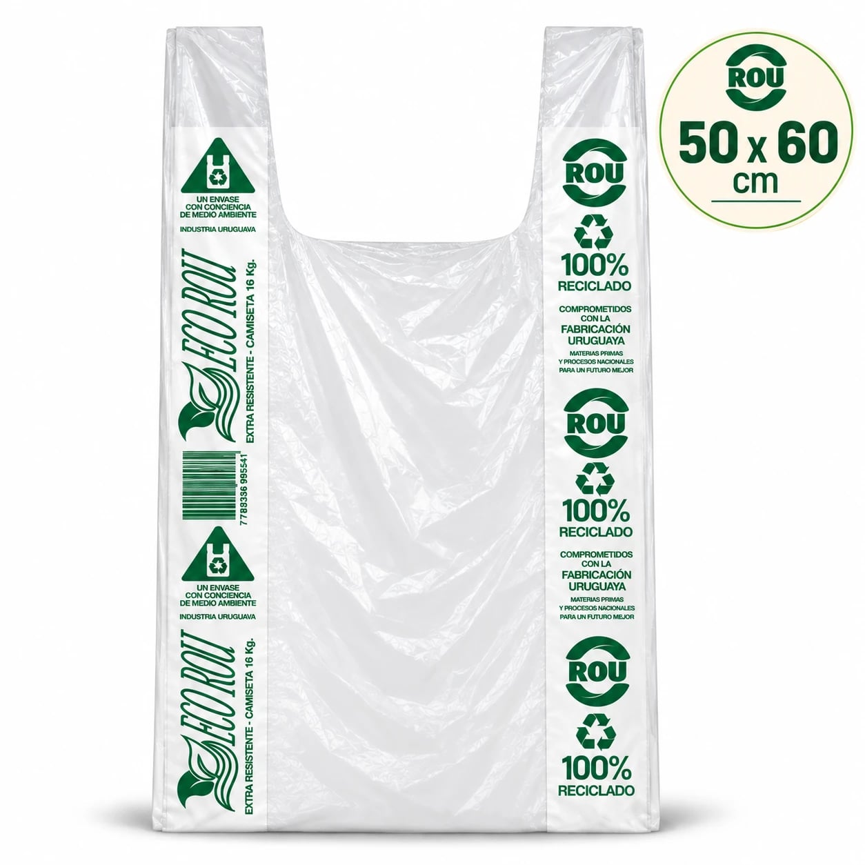 Bolsa Camiseta 100% Reciclada Reforzada 50 × 60 cm