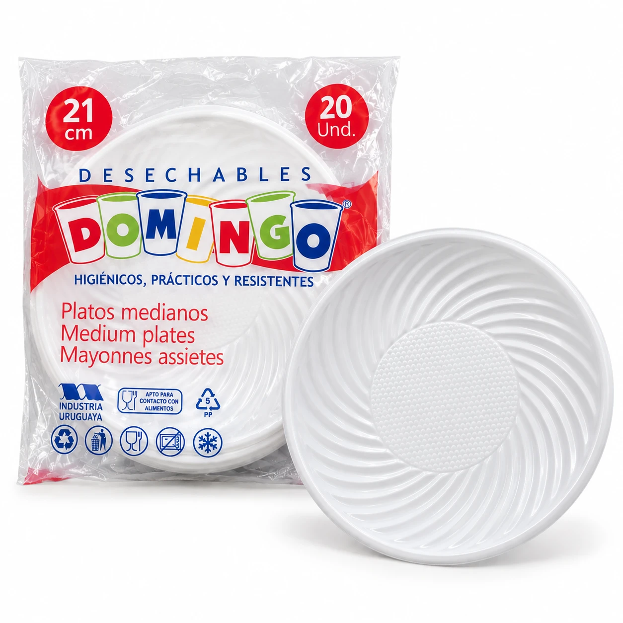 Platos plásticos descartable 21 cm x 20 unidades