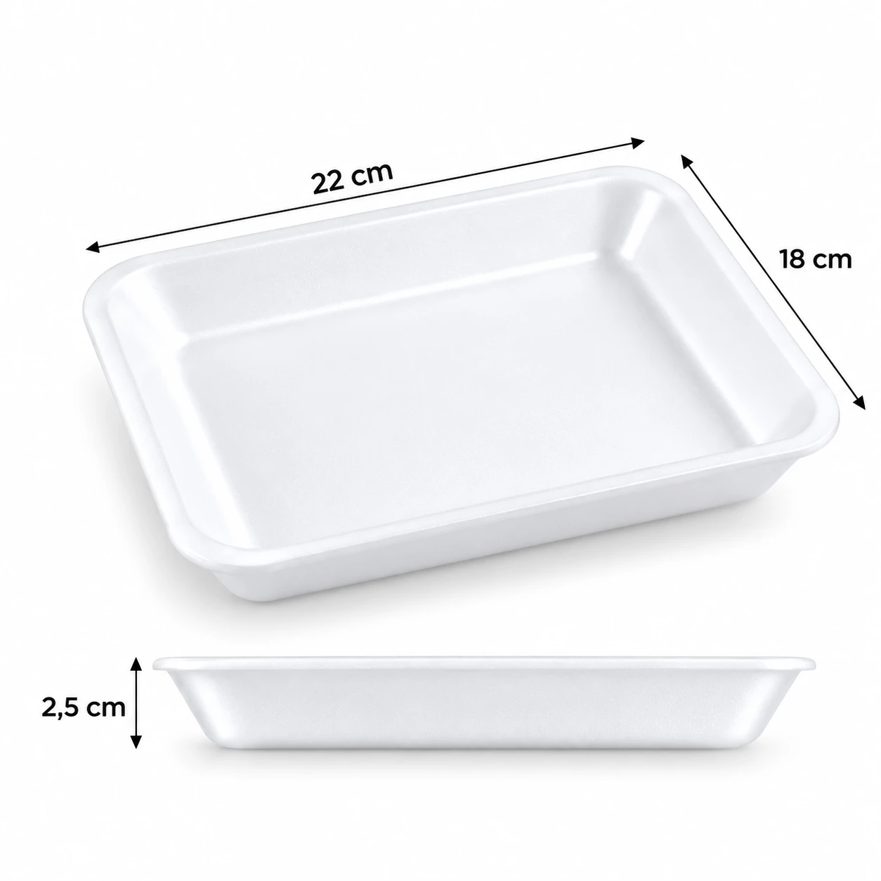 Bandeja de espuma darnel x100 unidades 18 x 22 x 2.5 cm