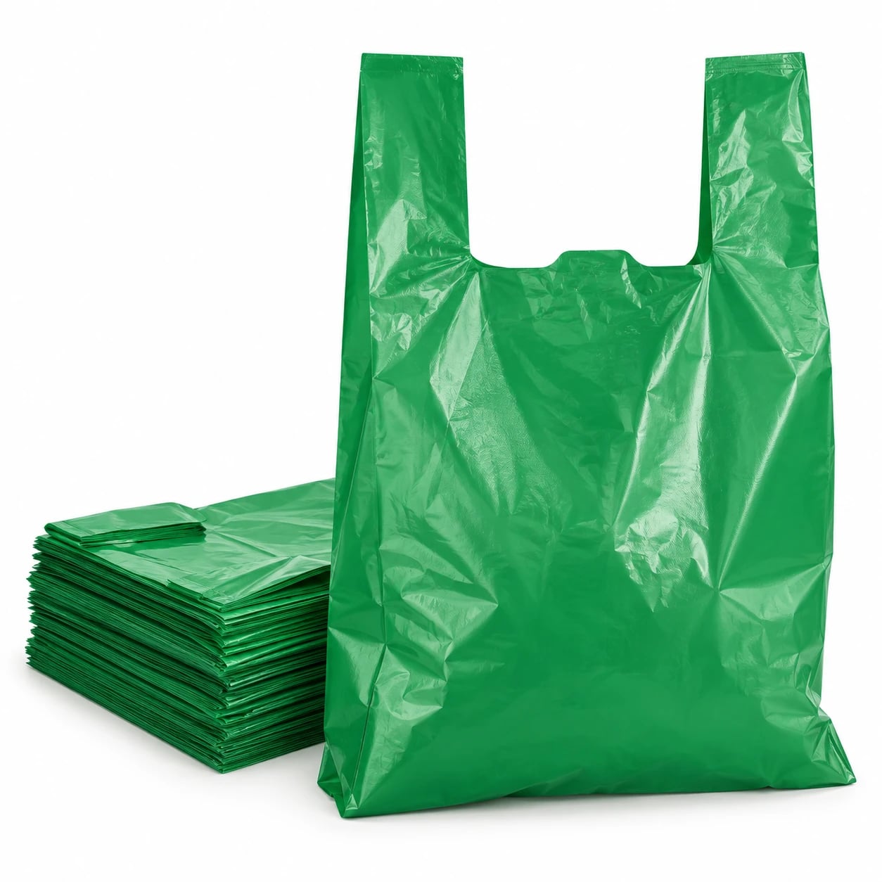 Bolsas Camisetas verdes 100% Recicladas Reforzadas