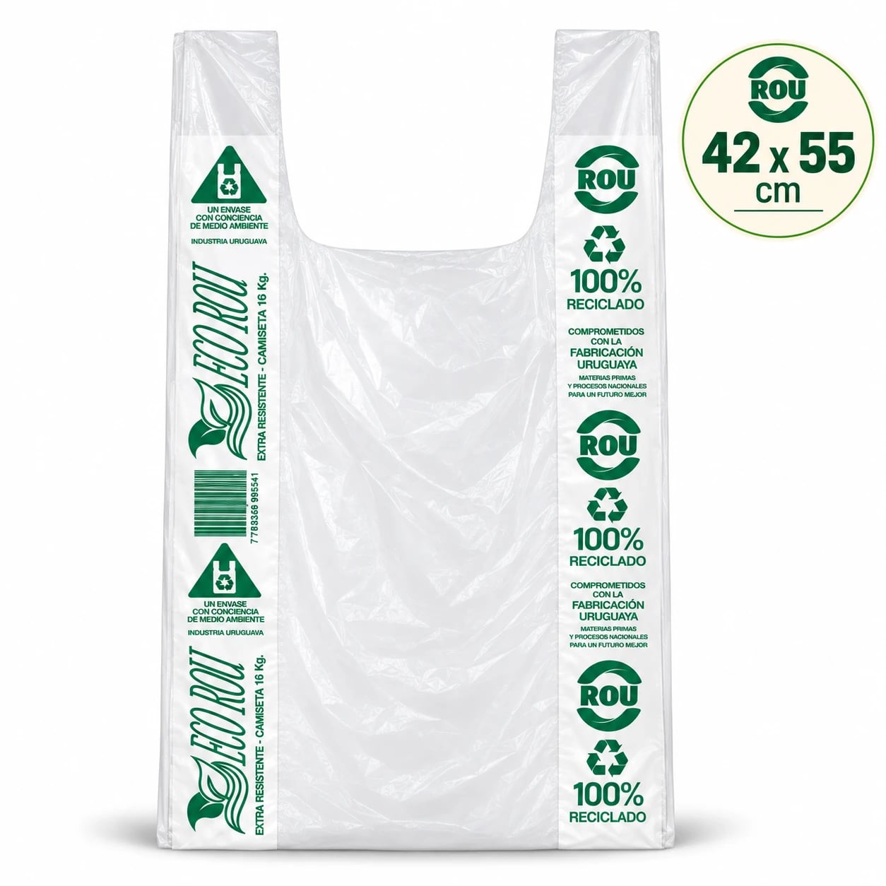 Bolsa Camiseta 100% Reciclada Reforzada 42 × 55 cm