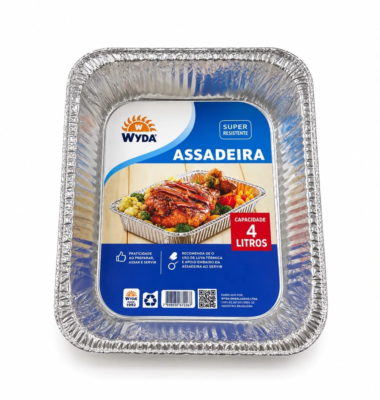 Asadera de aluminio sin tapa descartable
