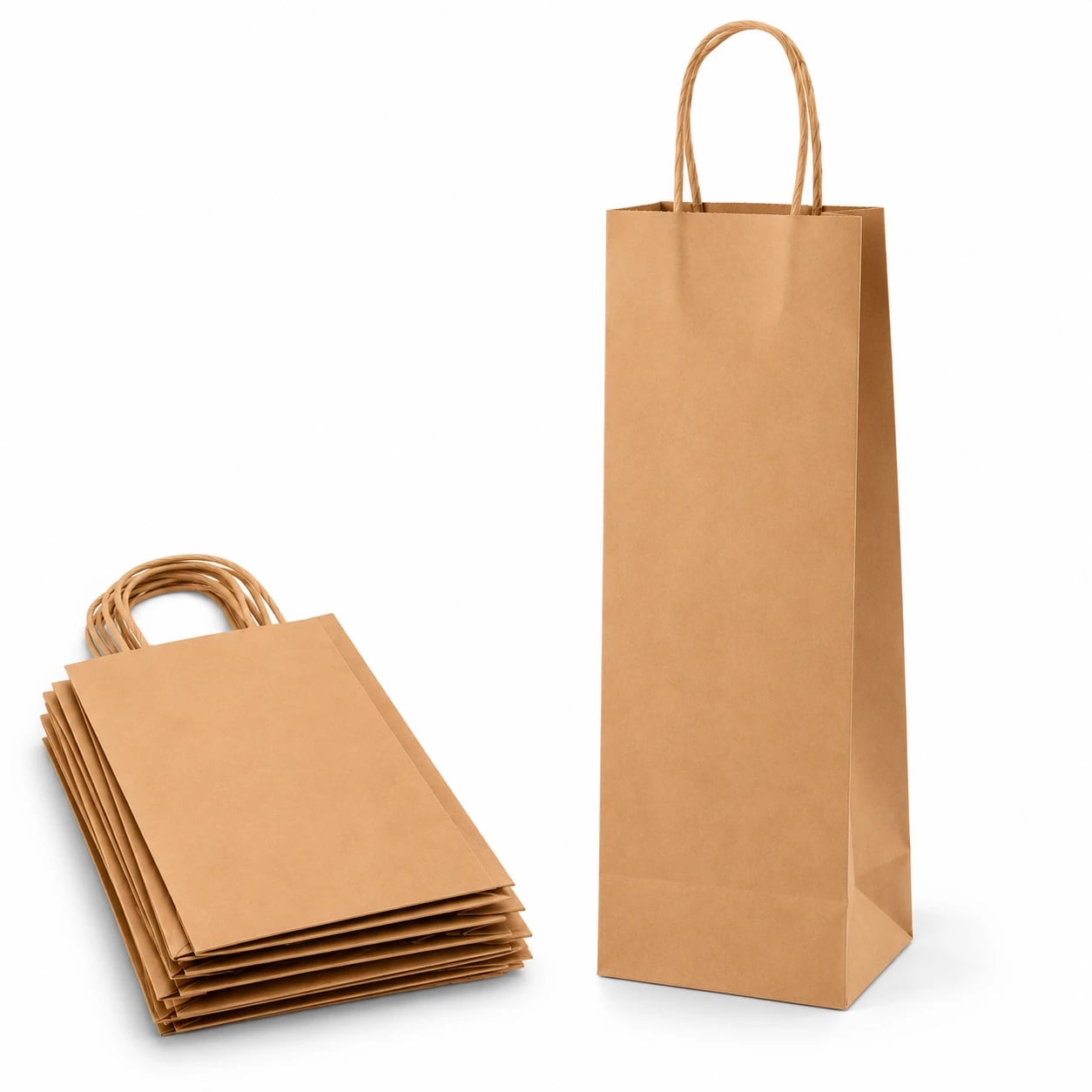 Bolsa de Papel Kraft para Vino con Asa
