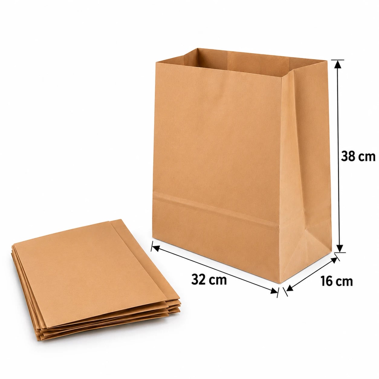 Bolsa de Papel Kraft sin Asa 32 × 38 × 16 cm