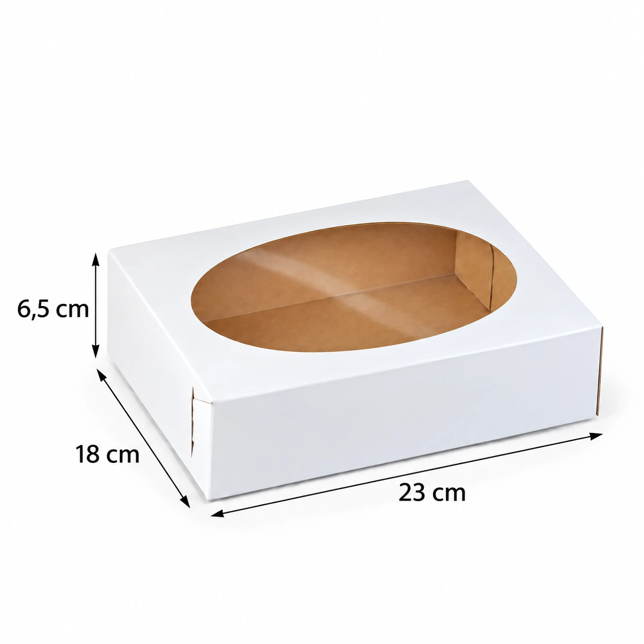 Caja visor blanca reforzada para 1/2 kg de masas