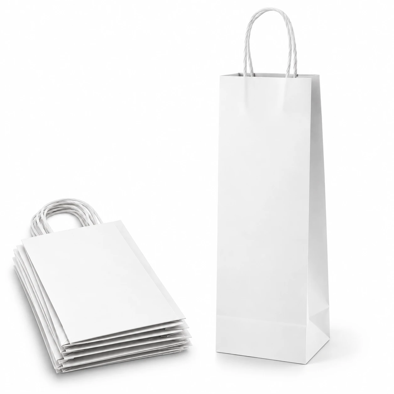 Bolsa de Papel Blanca para Vino con Asa