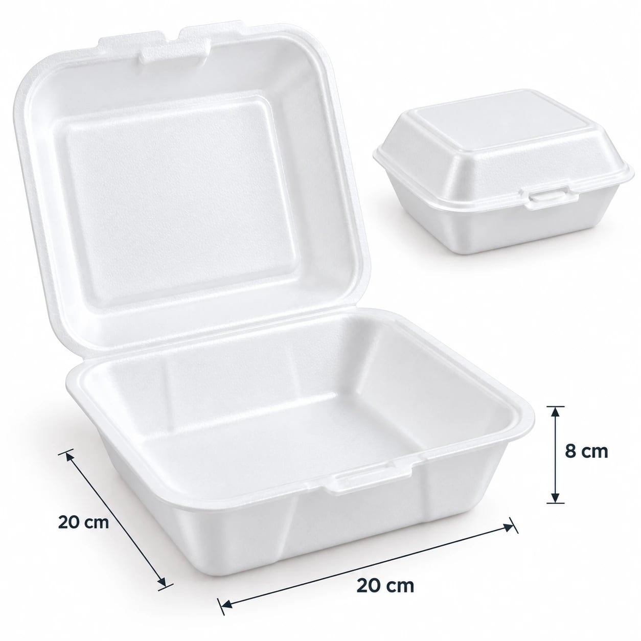 Bandeja de espuma con tapa darnel x100 unidades 20 x 20 x 8 cm