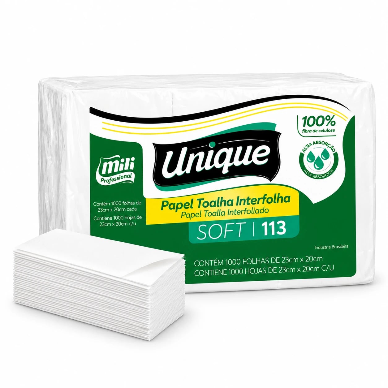 Papel Toalla Intercalado , 100% fibra de celulosa 23 × 20 cm