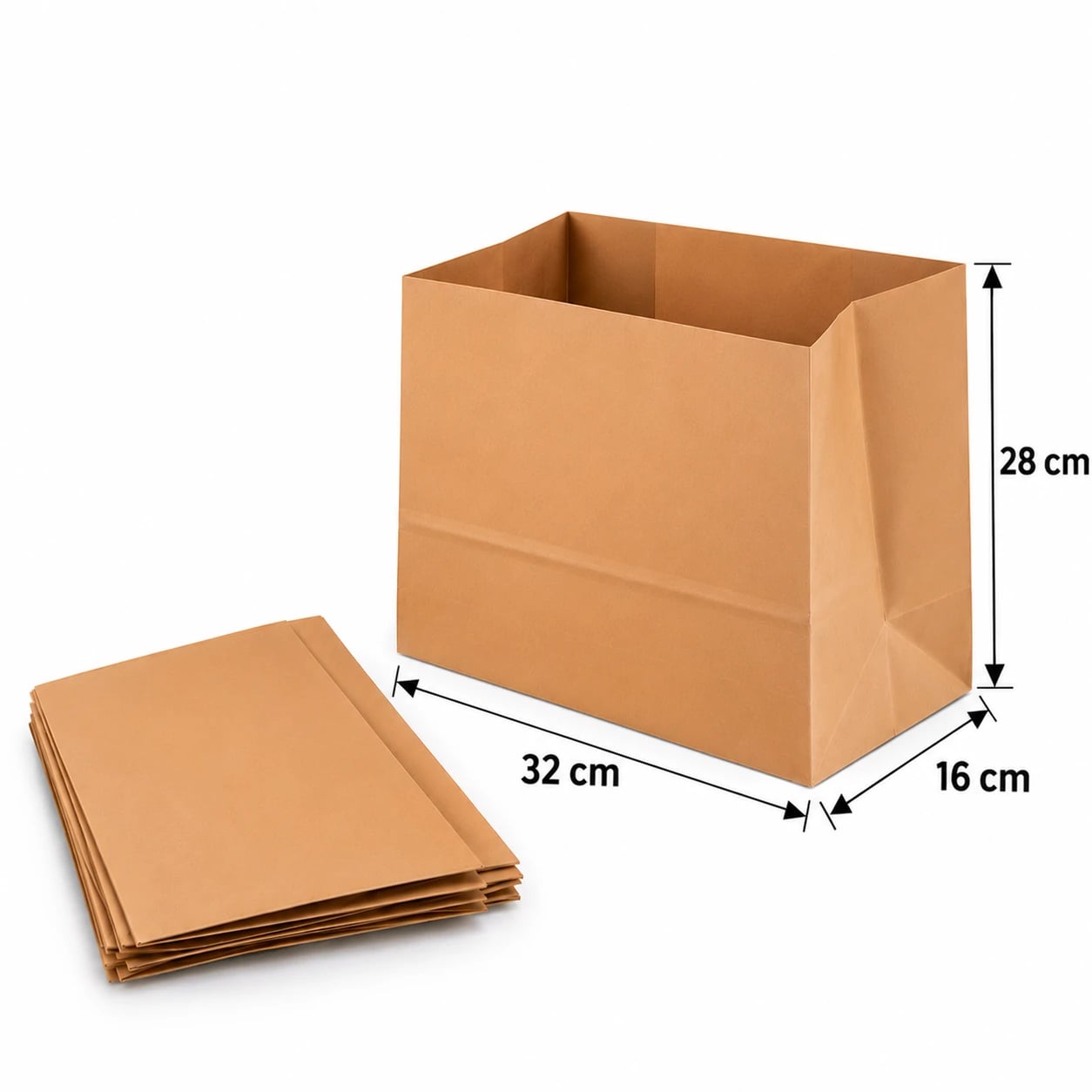 Bolsa de Papel Kraft sin Asa 32 × 28 × 16 cm